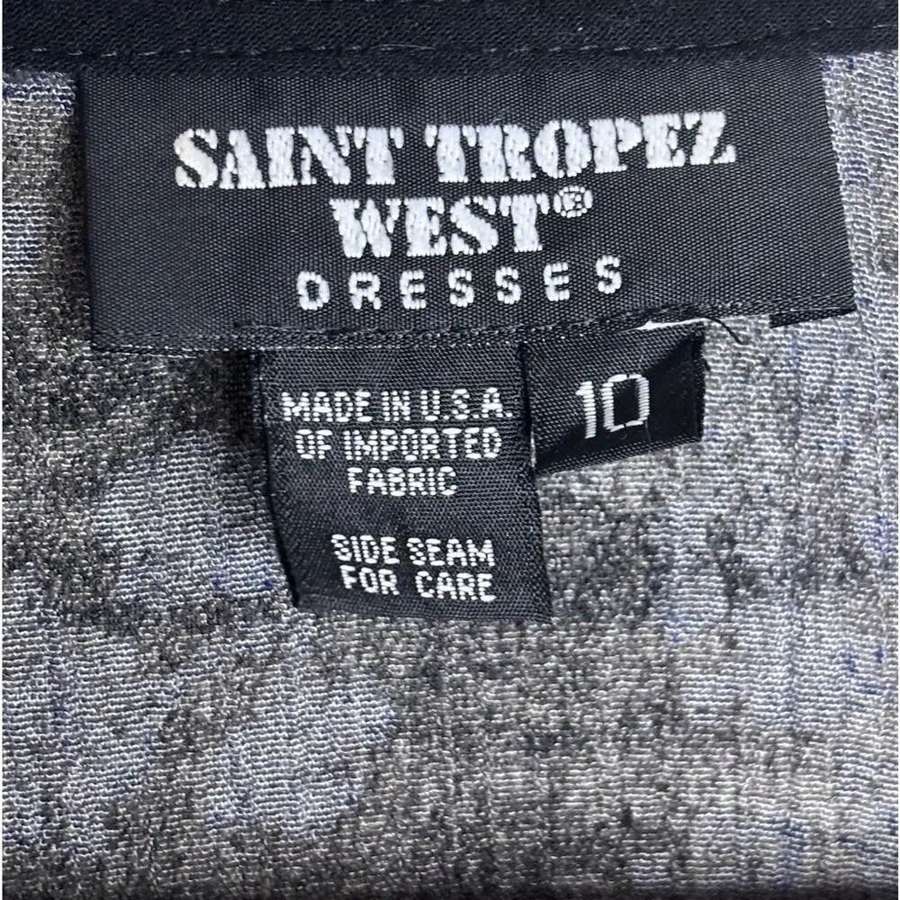 Vintage Saint Tropez West Dress 90s Hippie Size 10 Colorful Long Sleeve